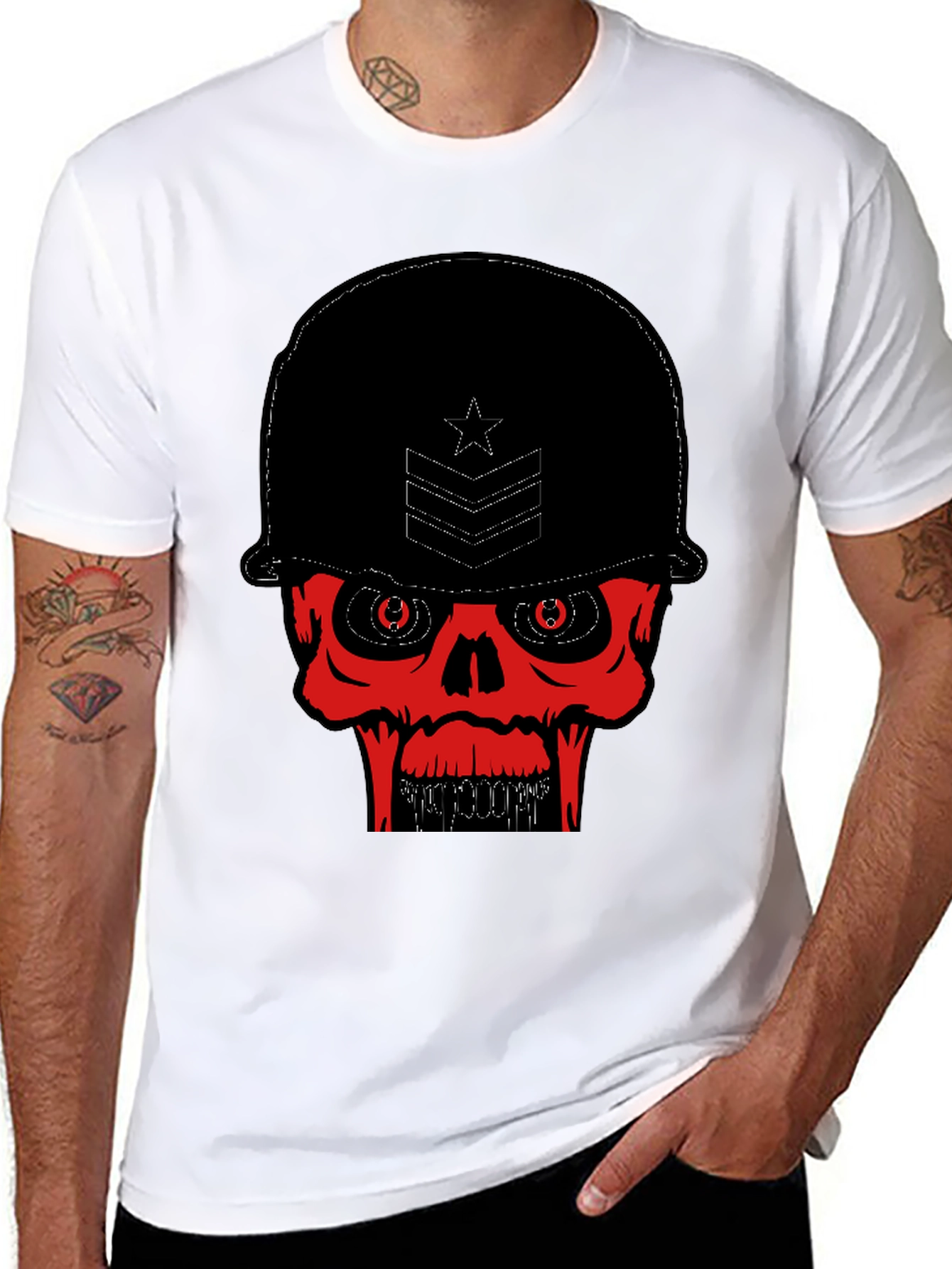 Skull Soldier Graphic Tee - Black