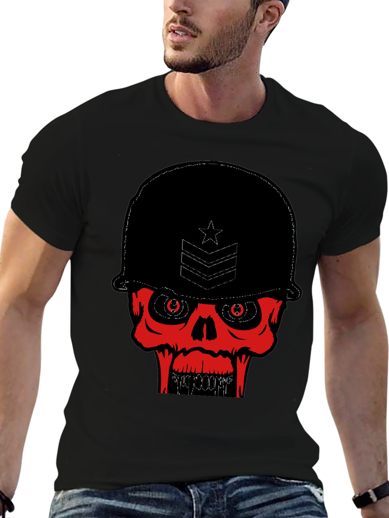 Skull Soldier Graphic Tee - Black