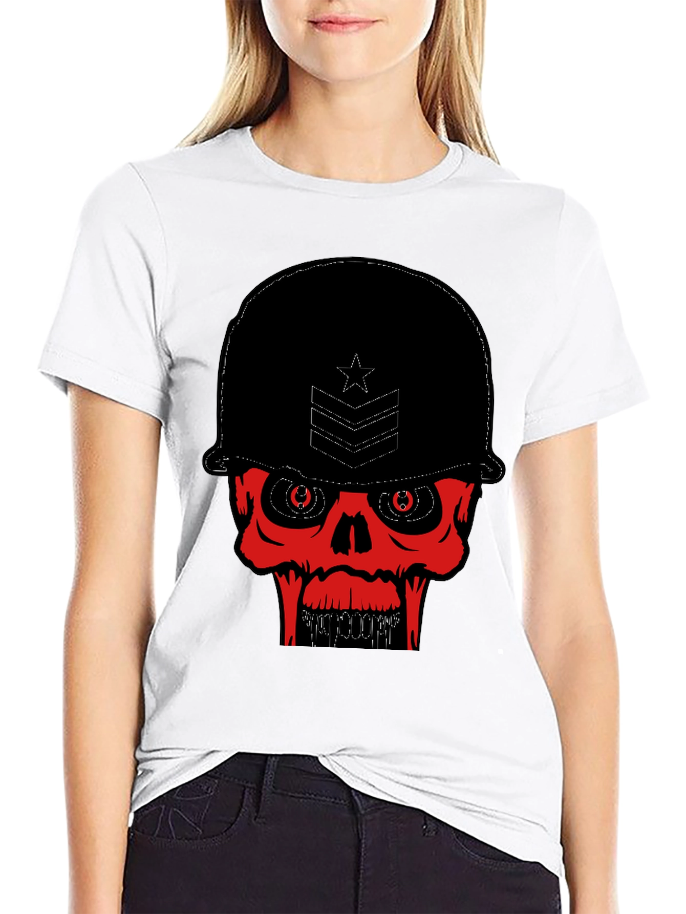 Skull Soldier Graphic Tee - Black
