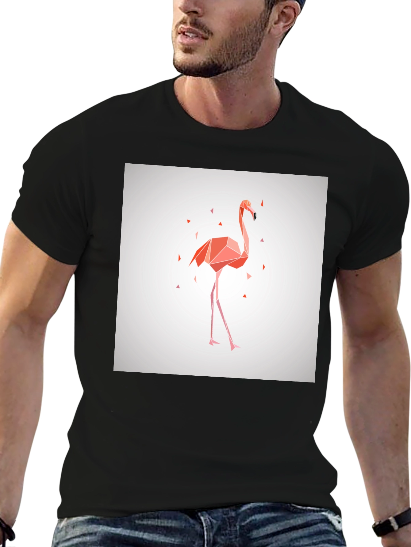 Geometric Flamingo Graphic Tee - Modern Style