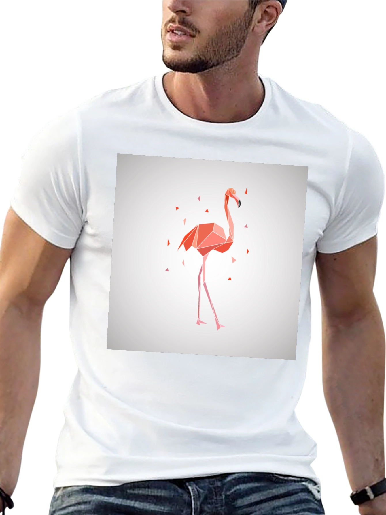 Geometric Flamingo Graphic Tee - Modern Style