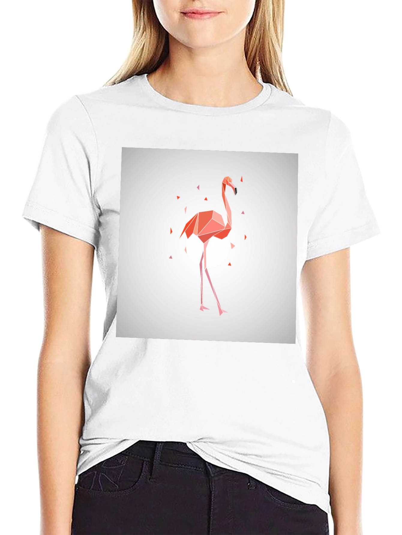 Geometric Flamingo Graphic Tee - Modern Style