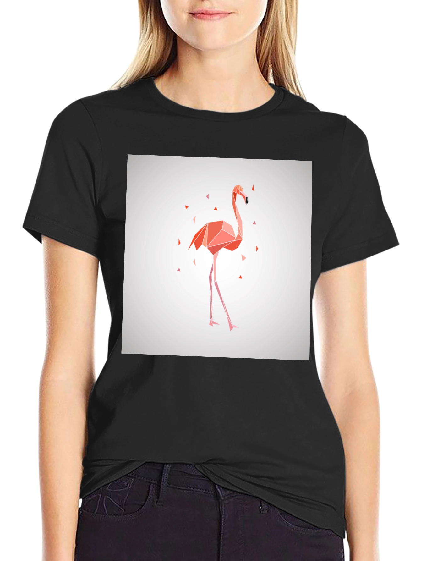 Geometric Flamingo Graphic Tee - Modern Style