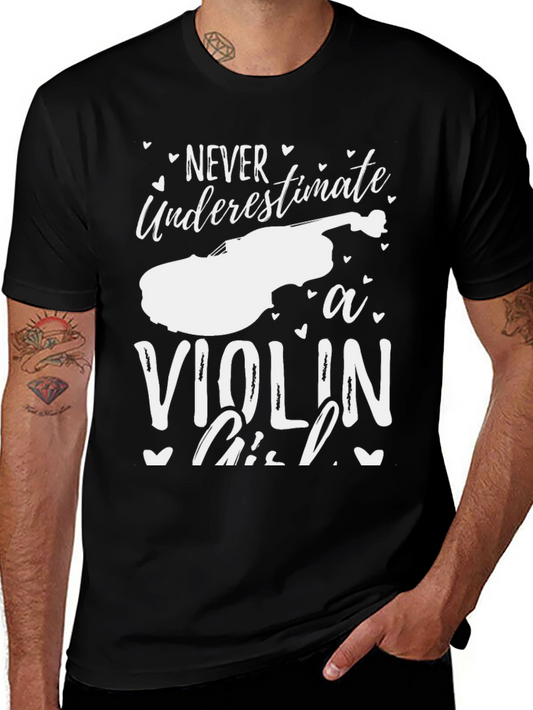 Never Underestimate a Violin Girl Black T-Shirt