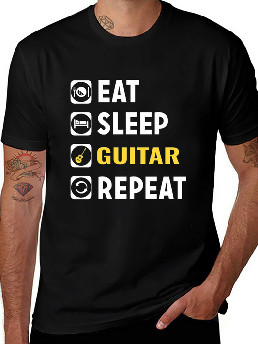 Eat Sleep Guitar Repeat T-Shirt | Musician Tee