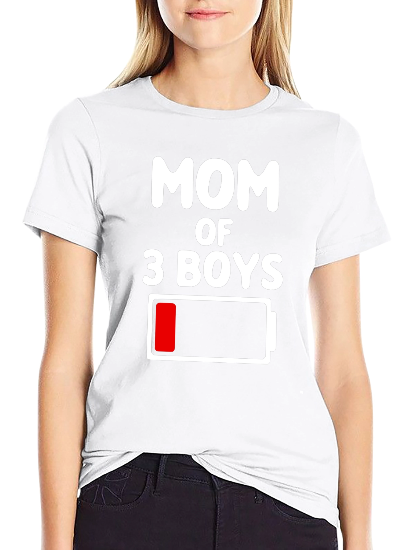 Mom of 3 Boys Low Battery Graphic Tee