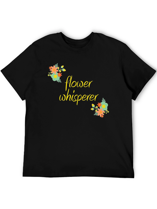 Flower Whisperer Graphic Tee - Black Cotton T-Shirt