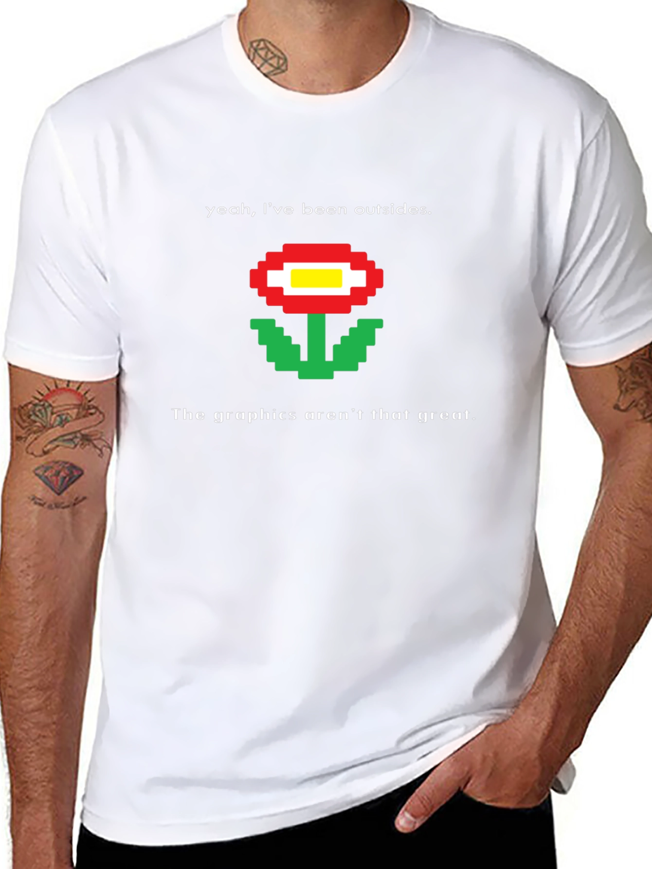 Retro Pixel Flower T-Shirt - Funny Gaming Tee
