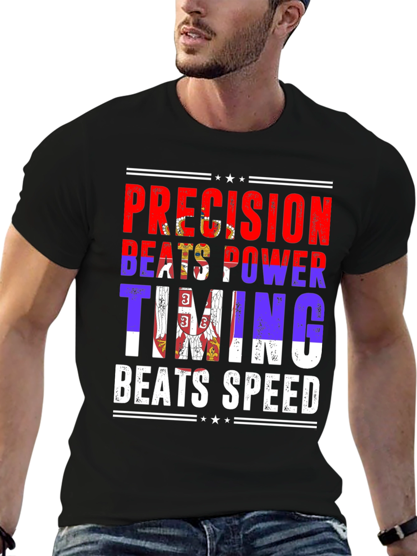 Precision Beats Power Serbia Flag T-Shirt
