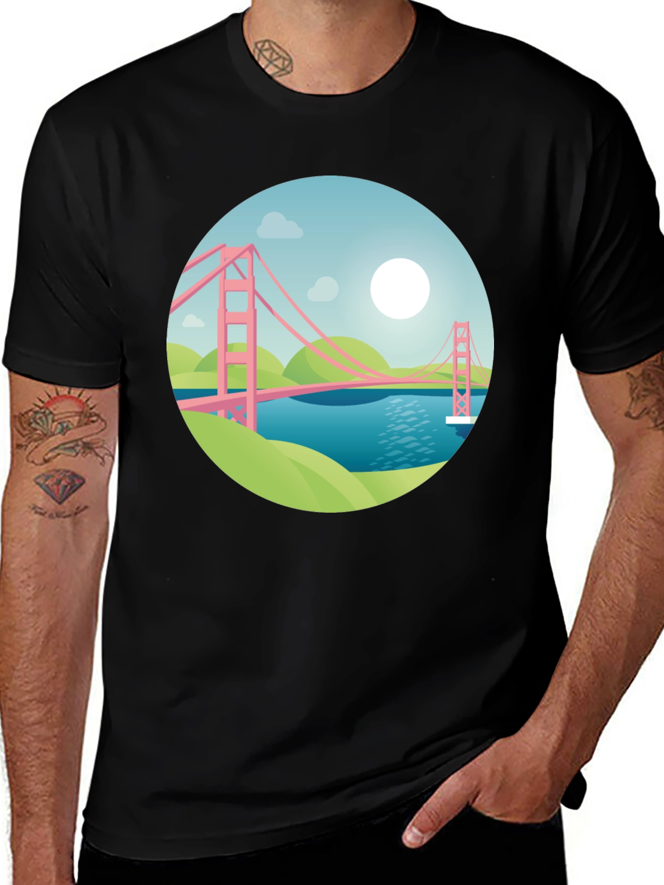 Golden Gate Graphic Black T-Shirt