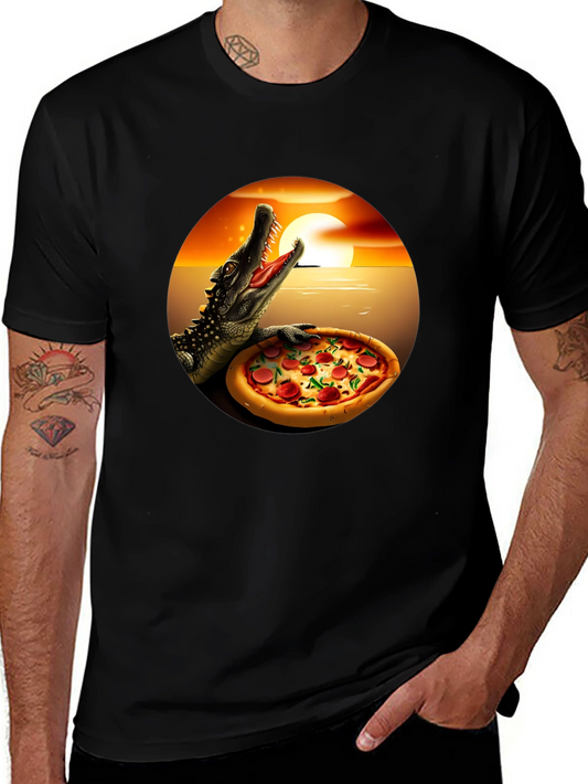 Pizza Gator Graphic T-Shirt - Novelty Design