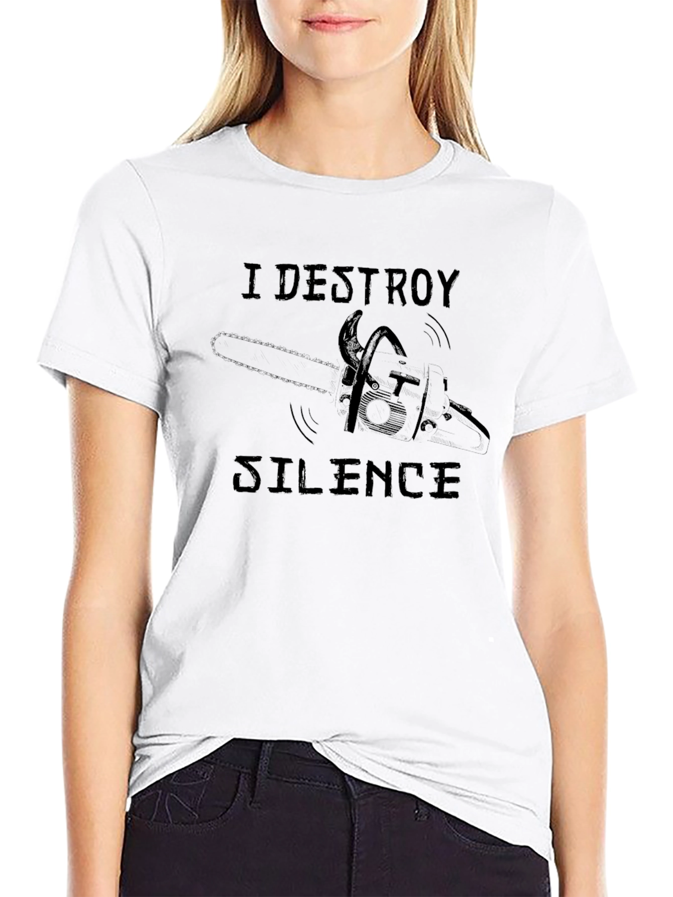 I Destroy Silence Chainsaw Graphic T-Shirt