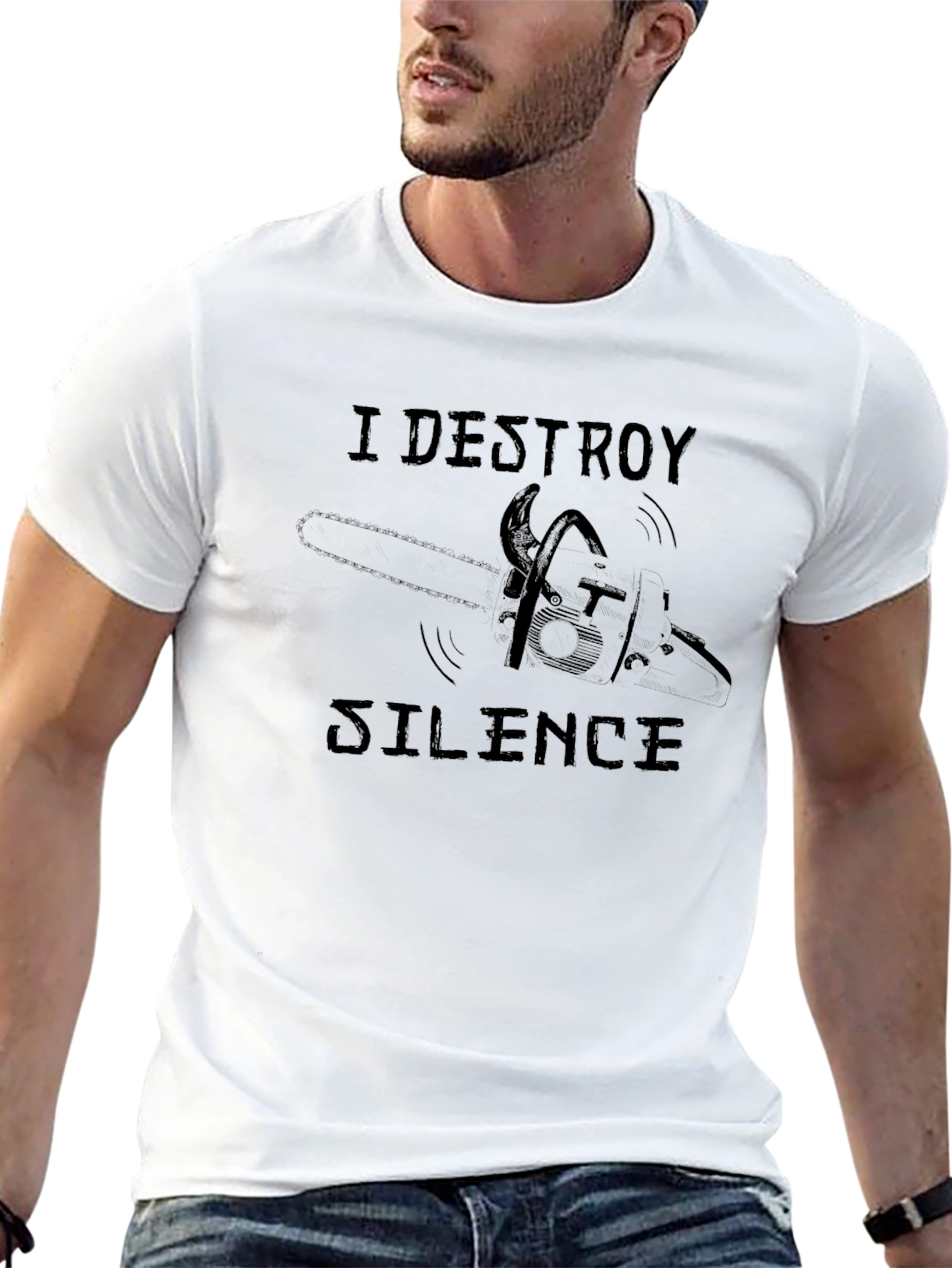 I Destroy Silence Chainsaw Graphic T-Shirt