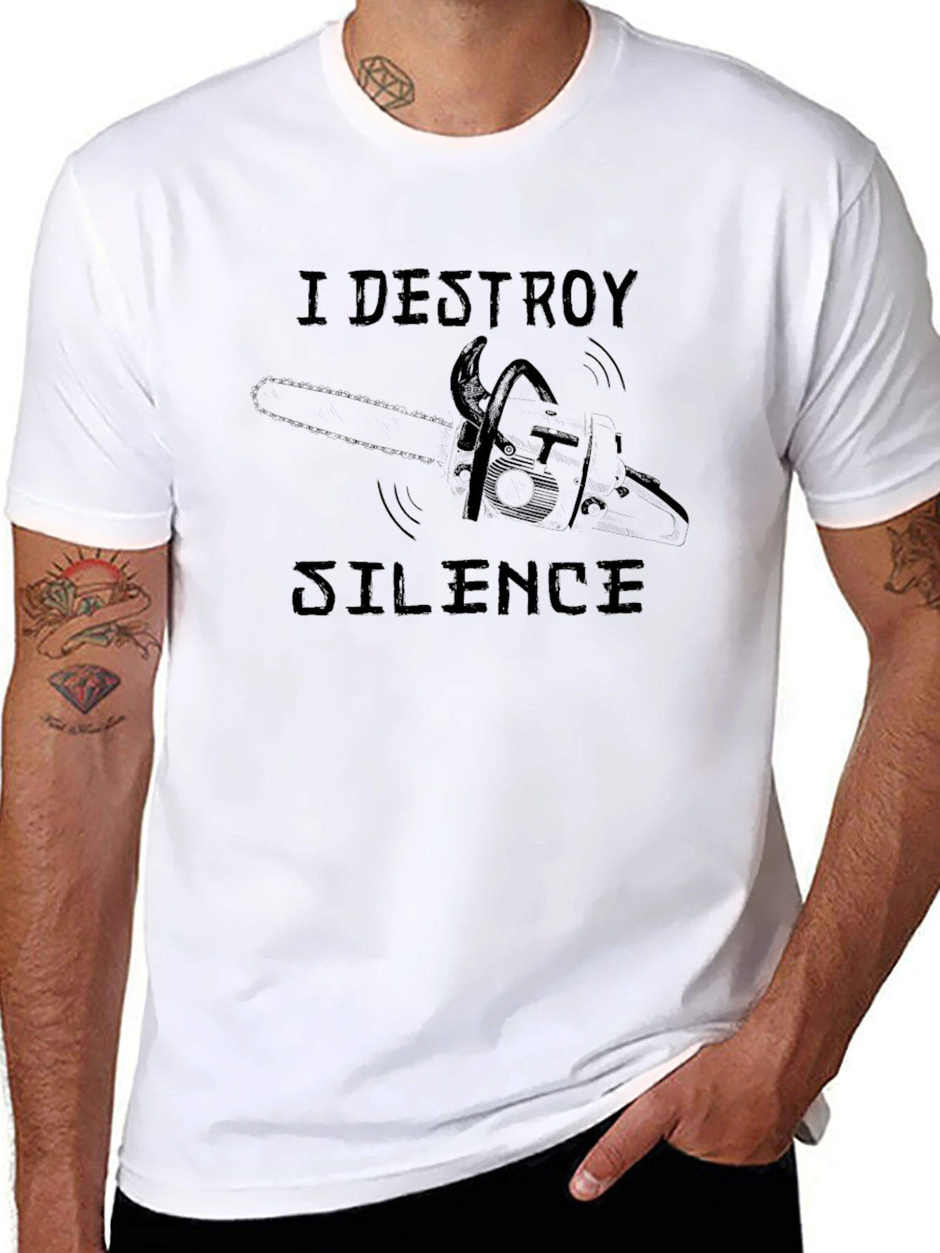 I Destroy Silence Chainsaw Graphic T-Shirt