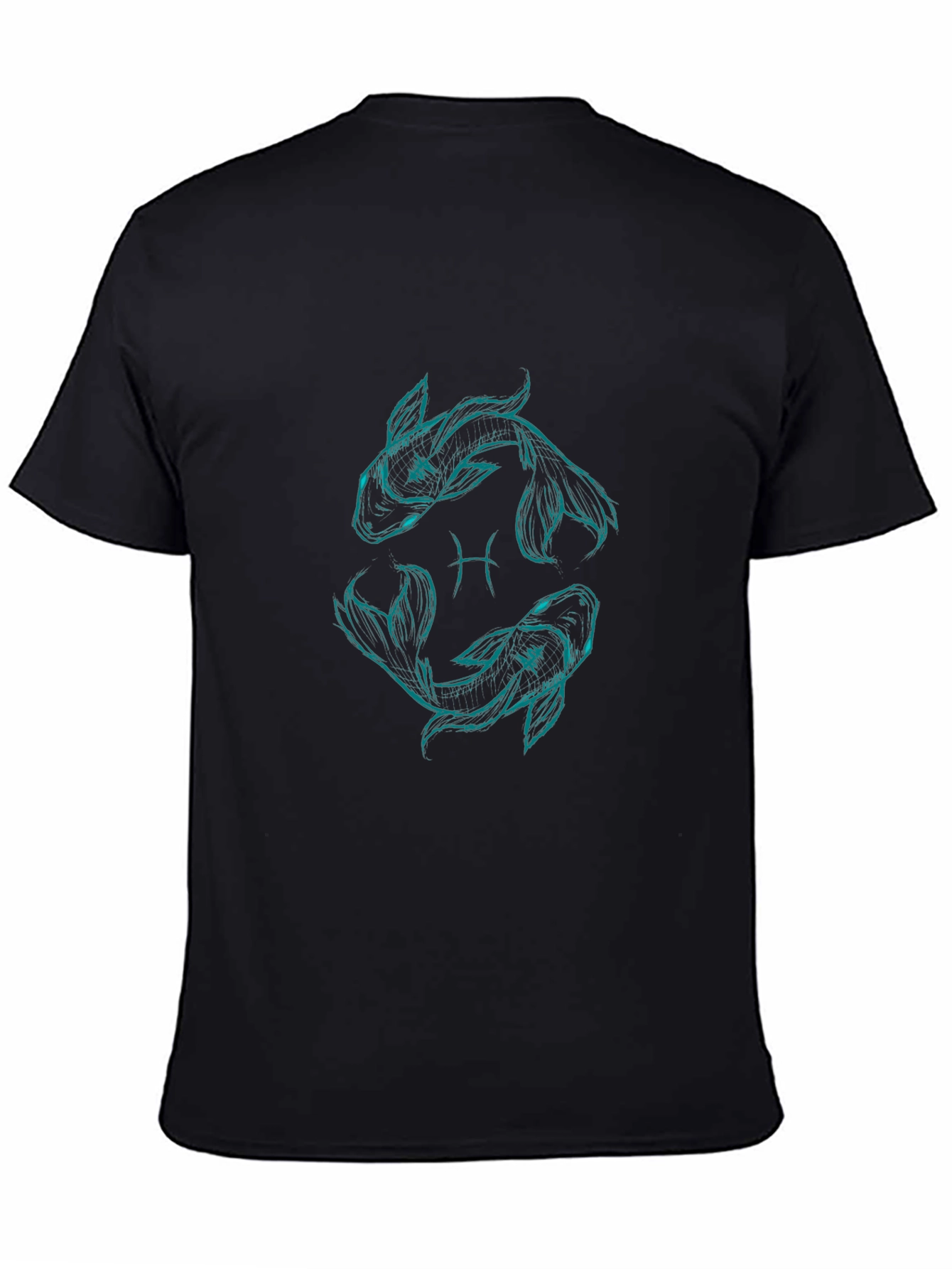 Pisces Zodiac Graphic T-Shirt - Black