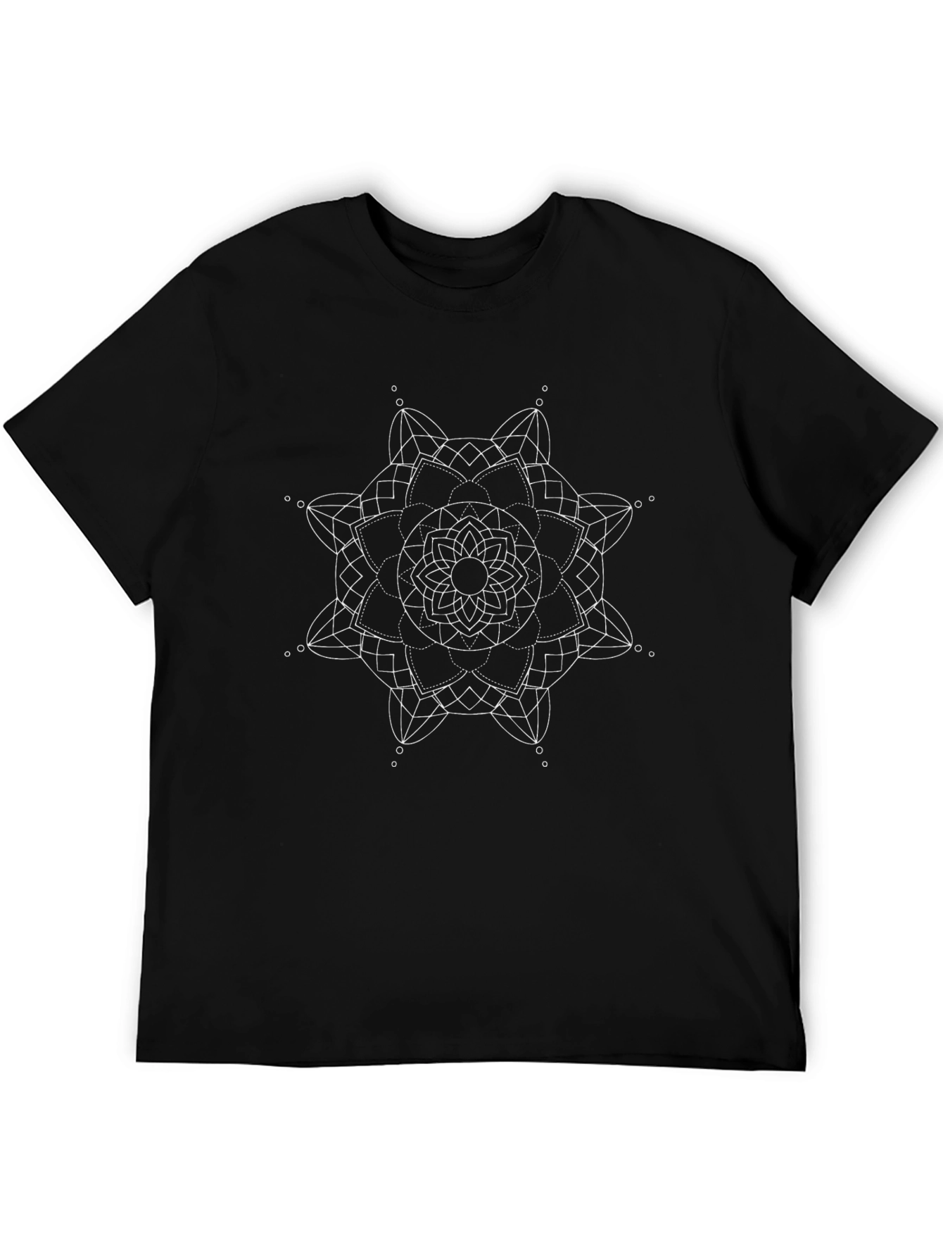 Geometric Mandala Graphic Tee - Black Cotton T-Shirt