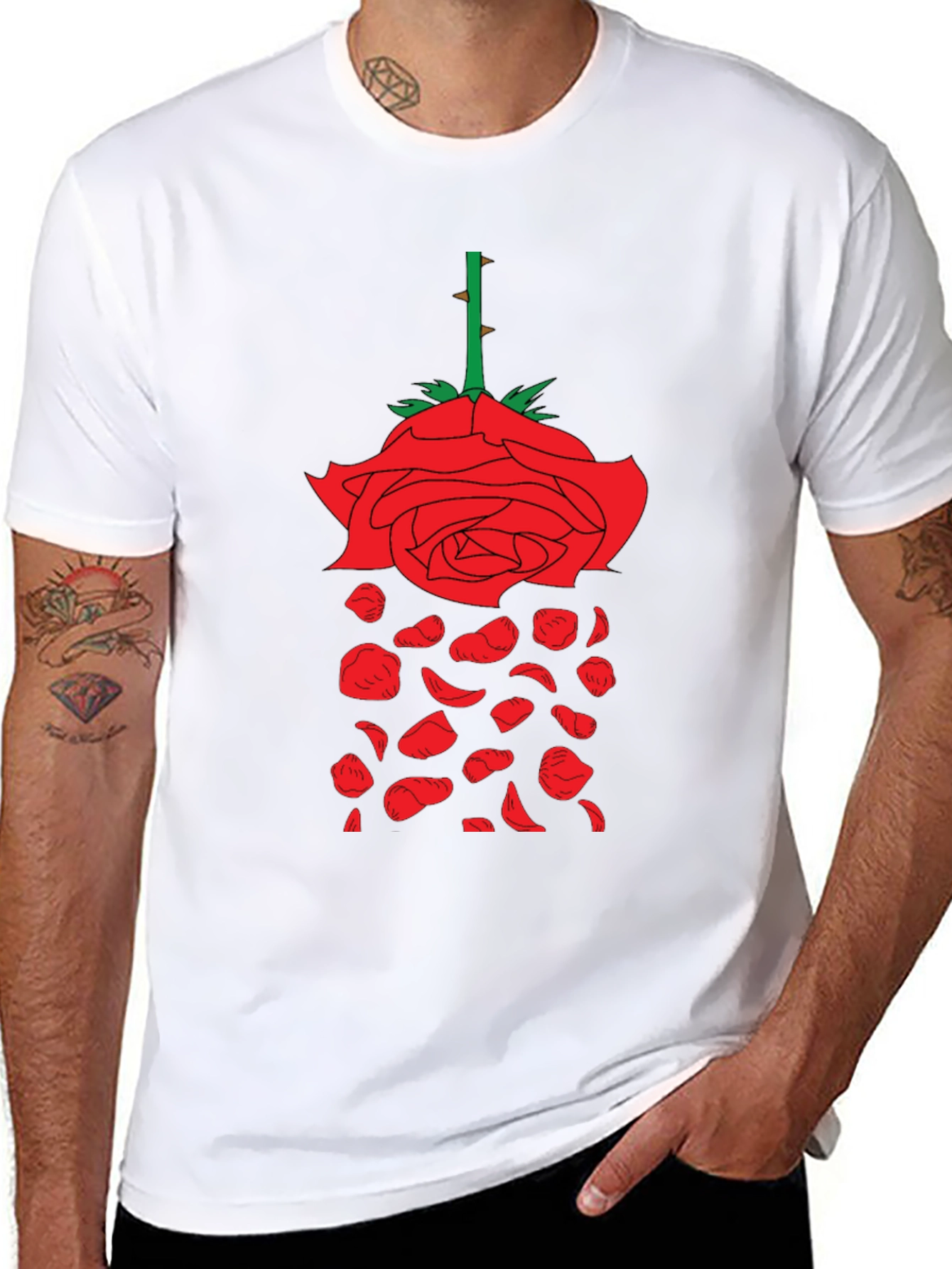 Rose Graphic T-Shirt - Unique Falling Petals Design