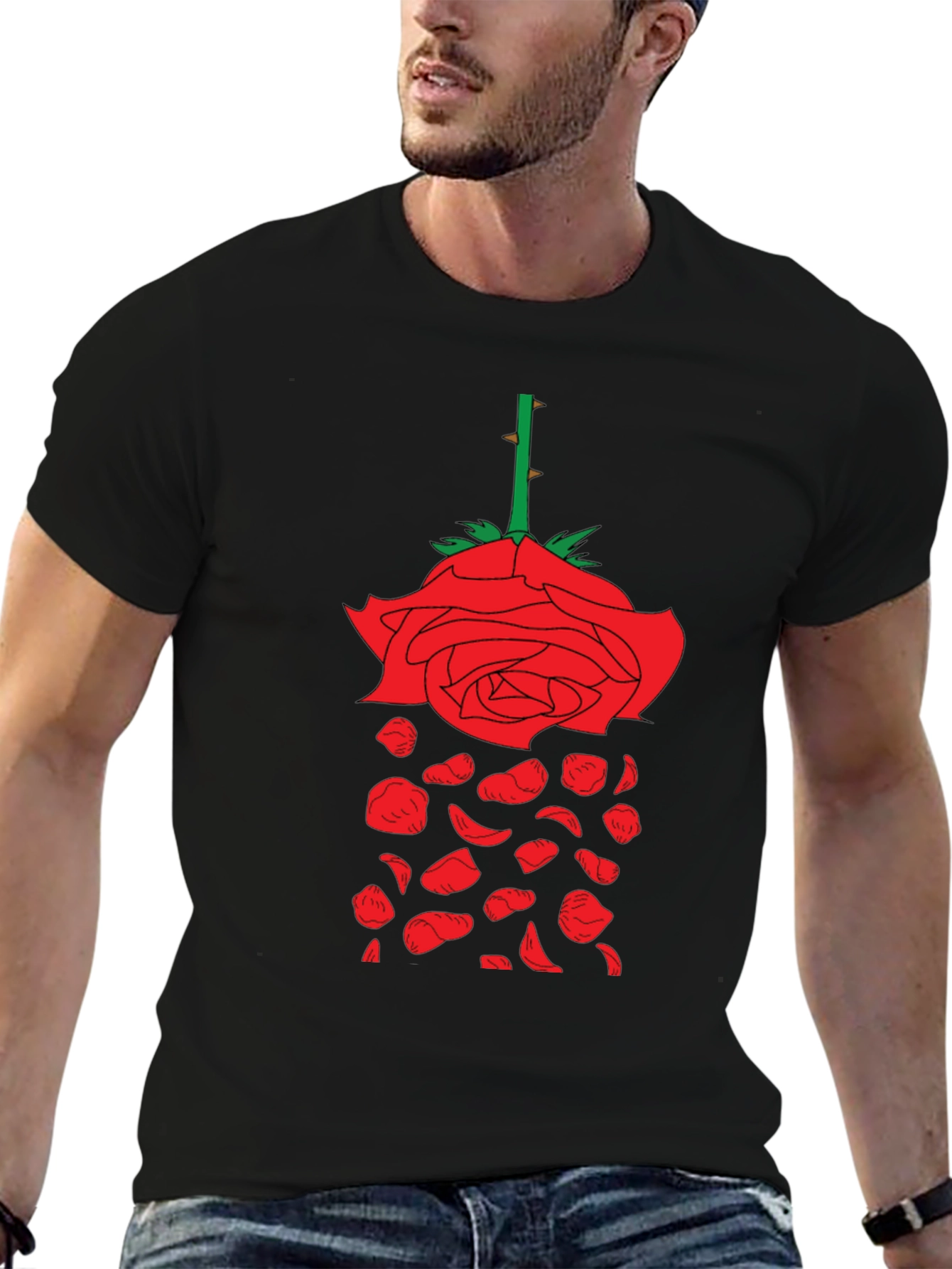Rose Graphic T-Shirt - Unique Falling Petals Design