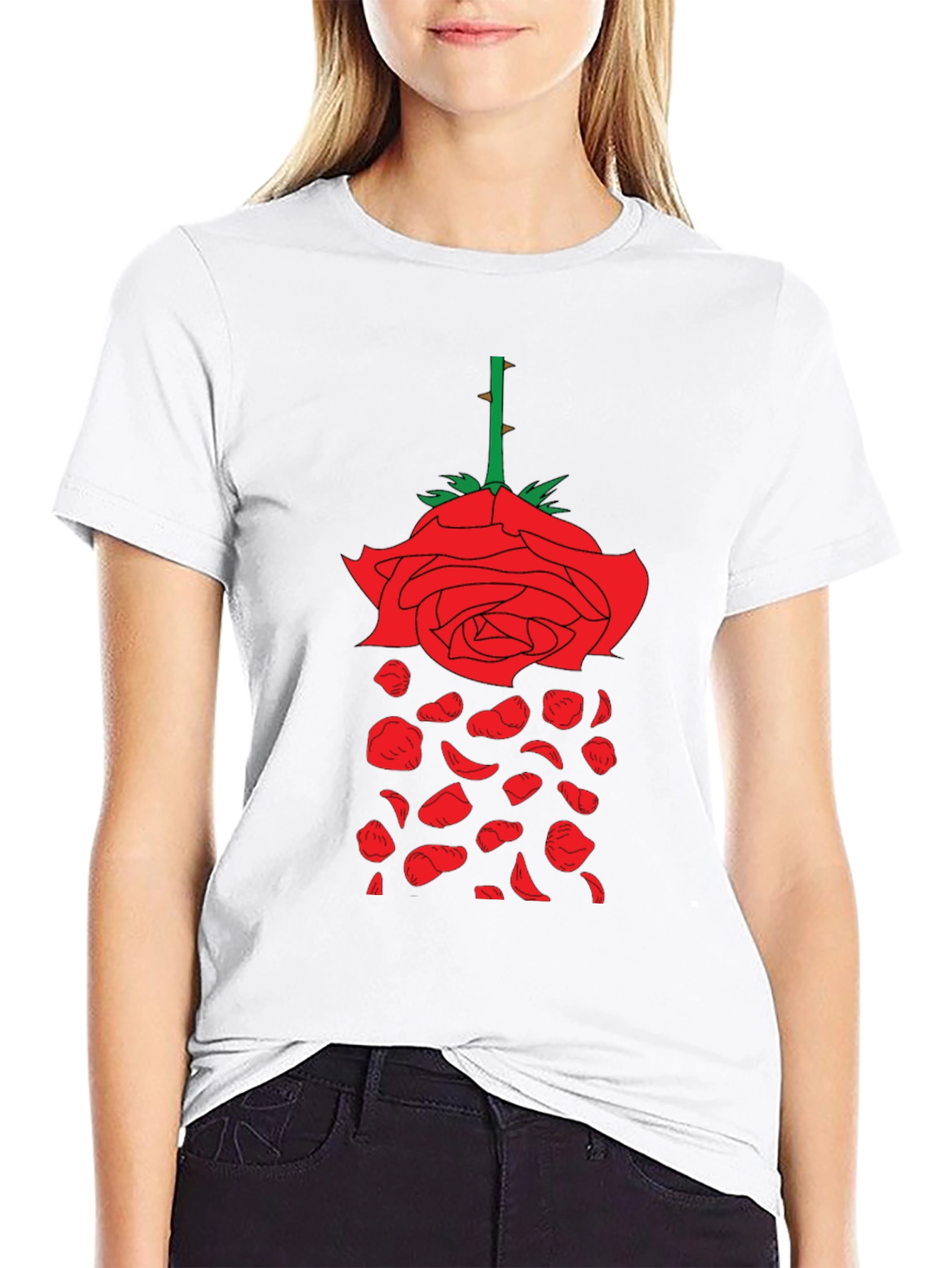 Rose Graphic T-Shirt - Unique Falling Petals Design