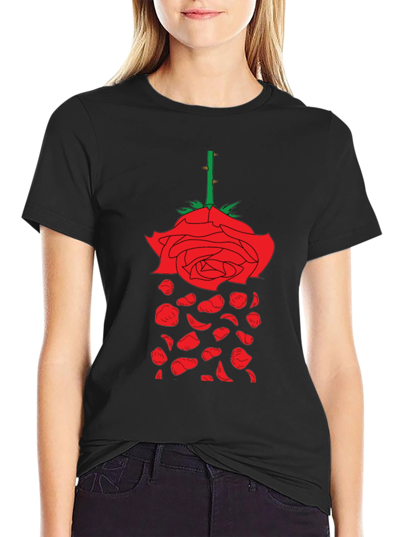 Rose Graphic T-Shirt - Unique Falling Petals Design