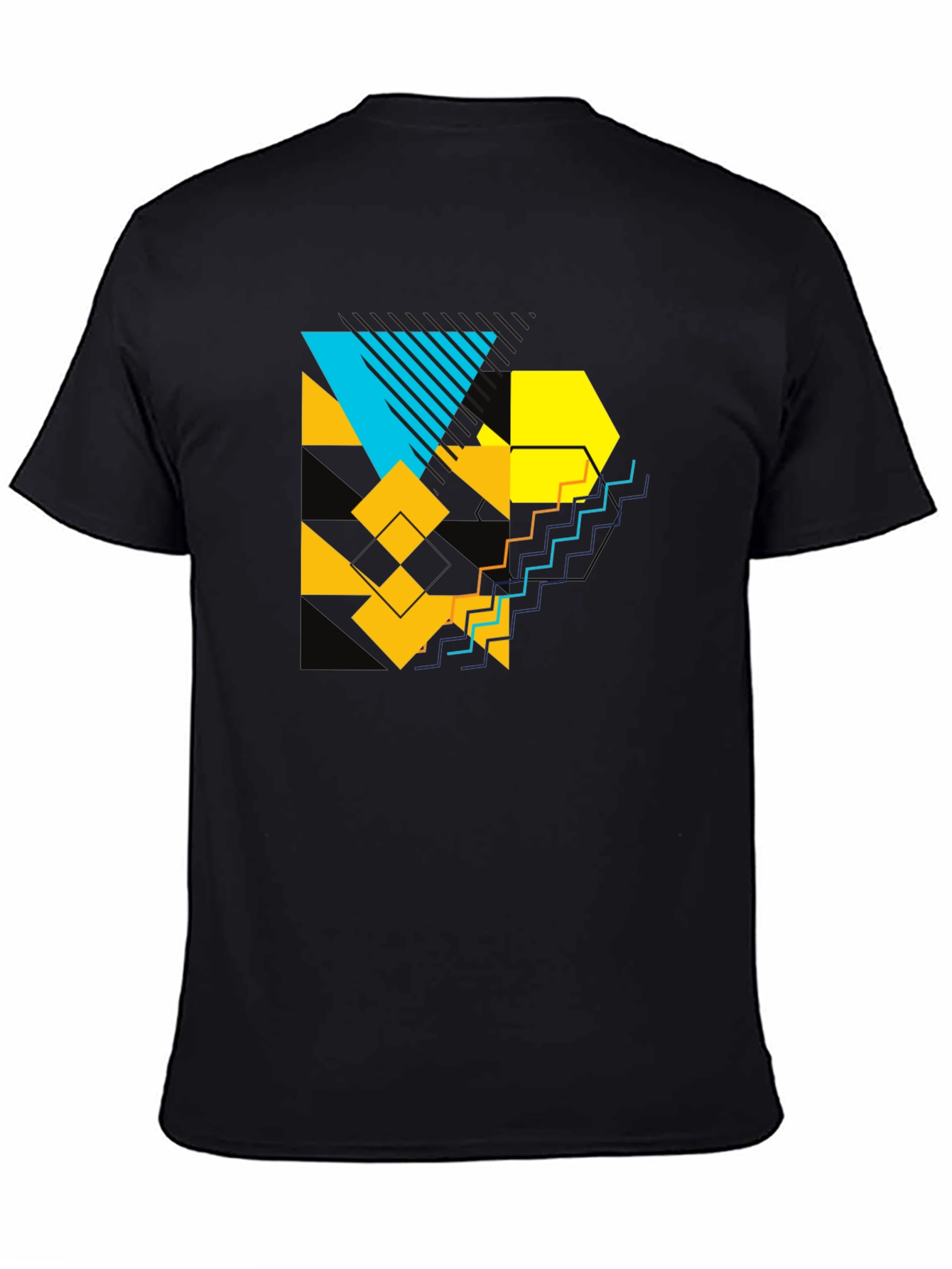 Geometric Graphic Print Black T-Shirt