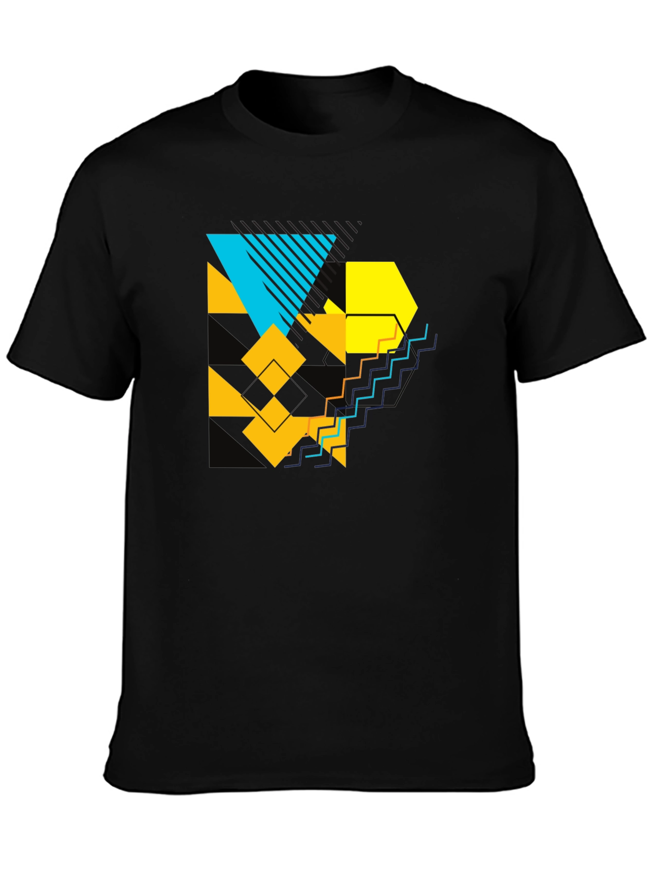 Geometric Graphic Print Black T-Shirt