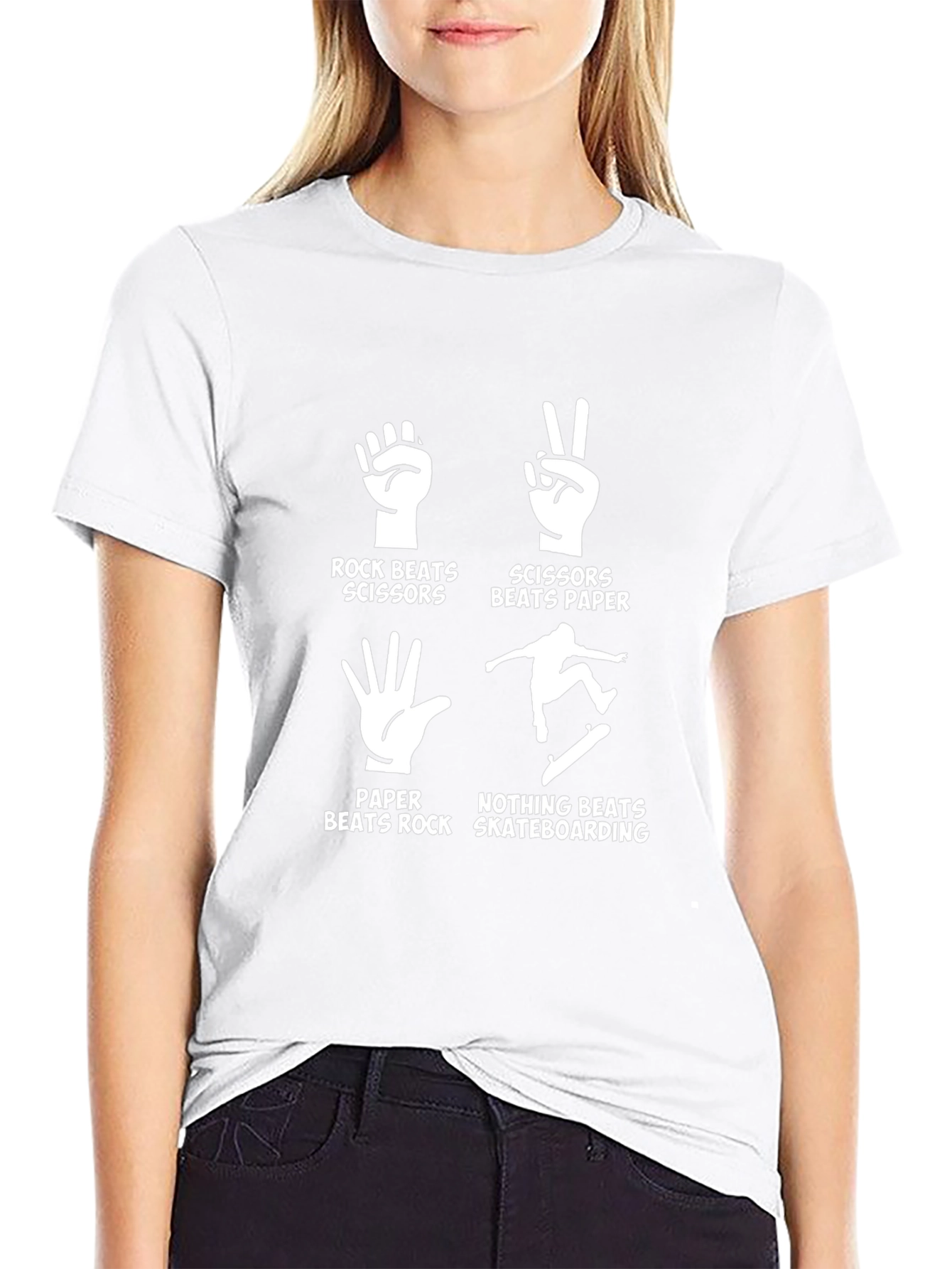 Rock Paper Scissors Skateboarding Black T-Shirt