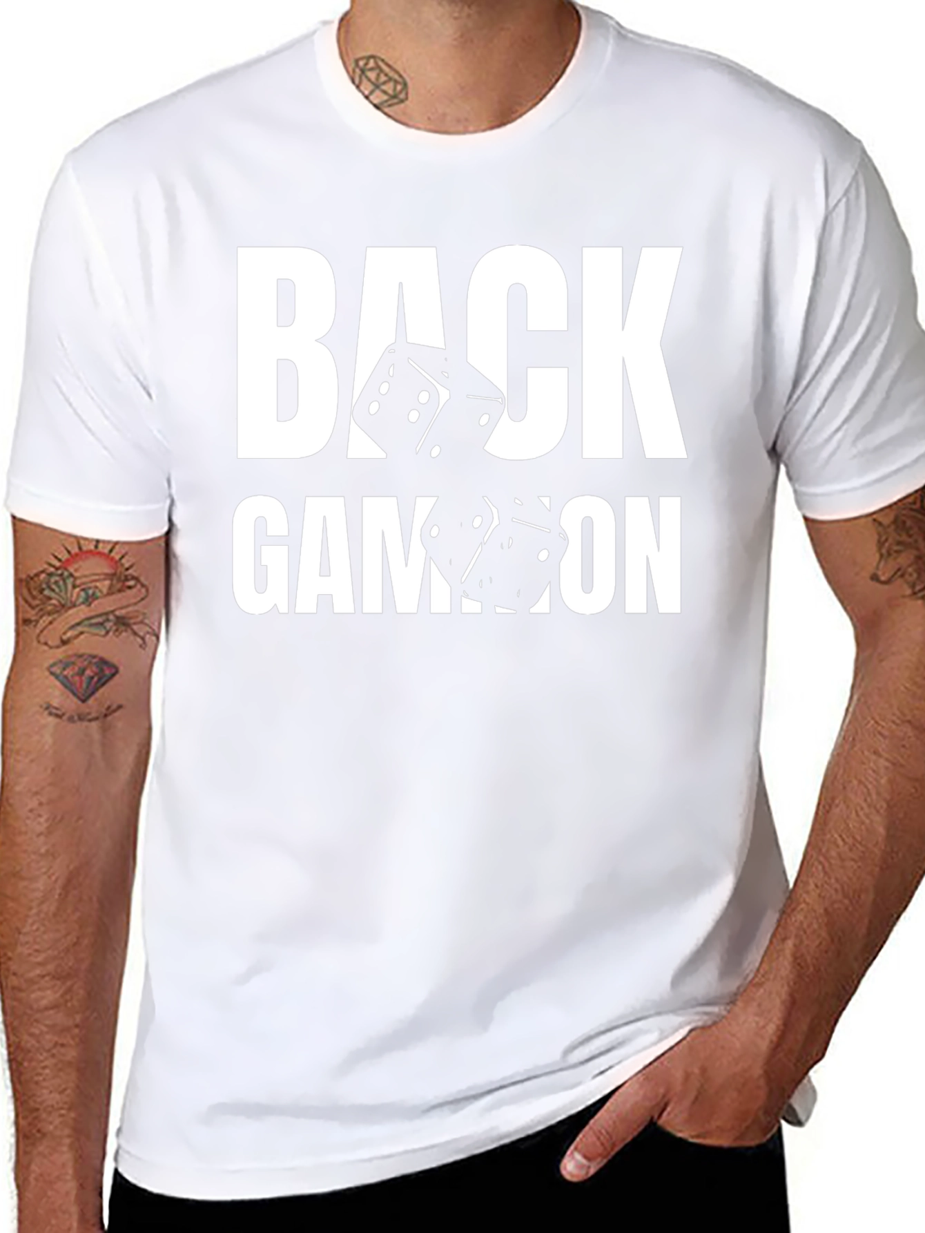 Backgammon Dice Graphic T-Shirt - Casual Black Tee