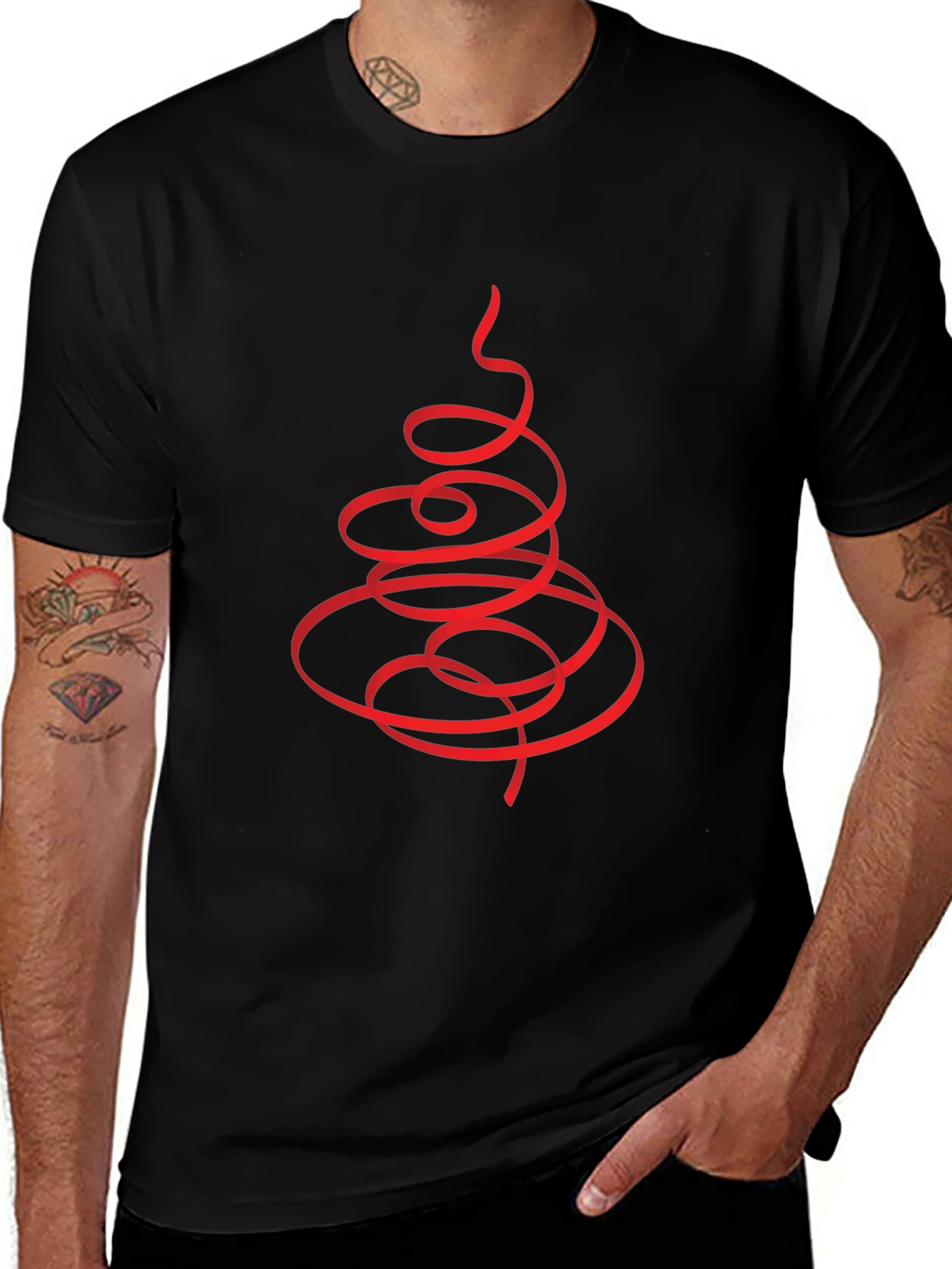 Abstract Christmas Tree Black T-Shirt