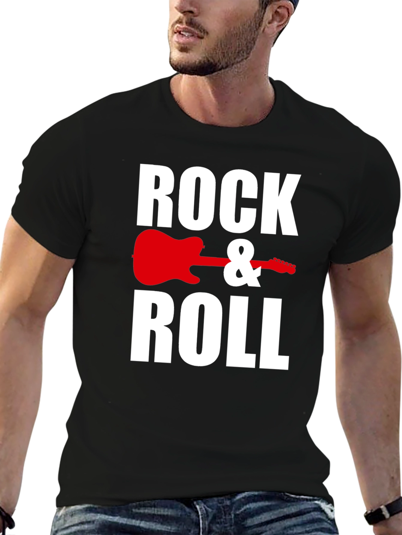 Rock & Roll Guitar Graphic Tee - Black