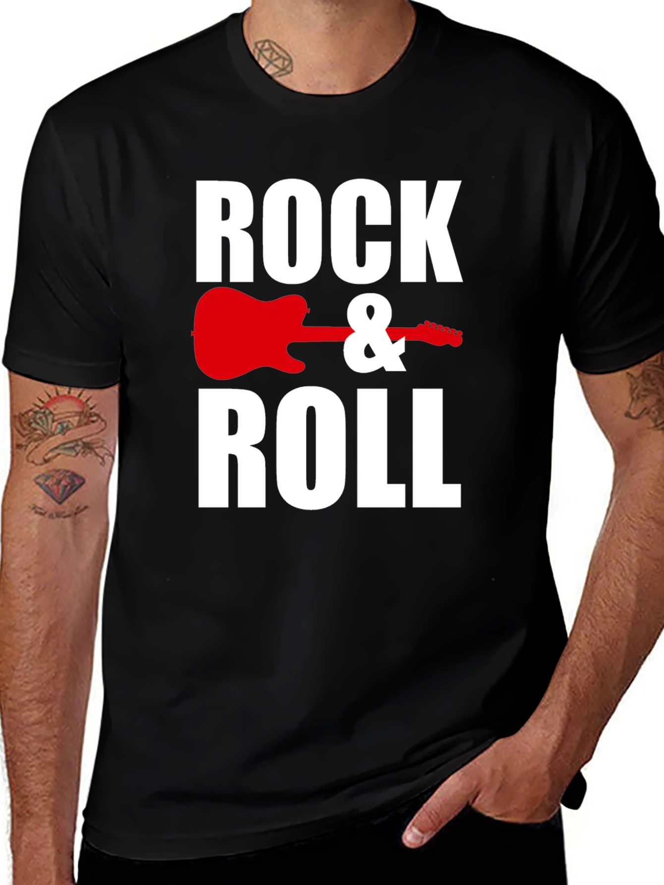 Rock & Roll Guitar Graphic Tee - Black