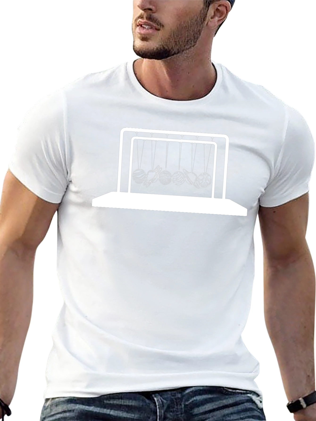 Newtons Cradle Planets T-Shirt - Black Graphic Tee