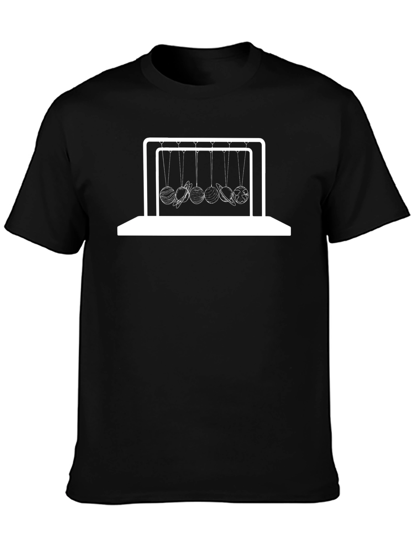 Newtons Cradle Planets T-Shirt - Black Graphic Tee