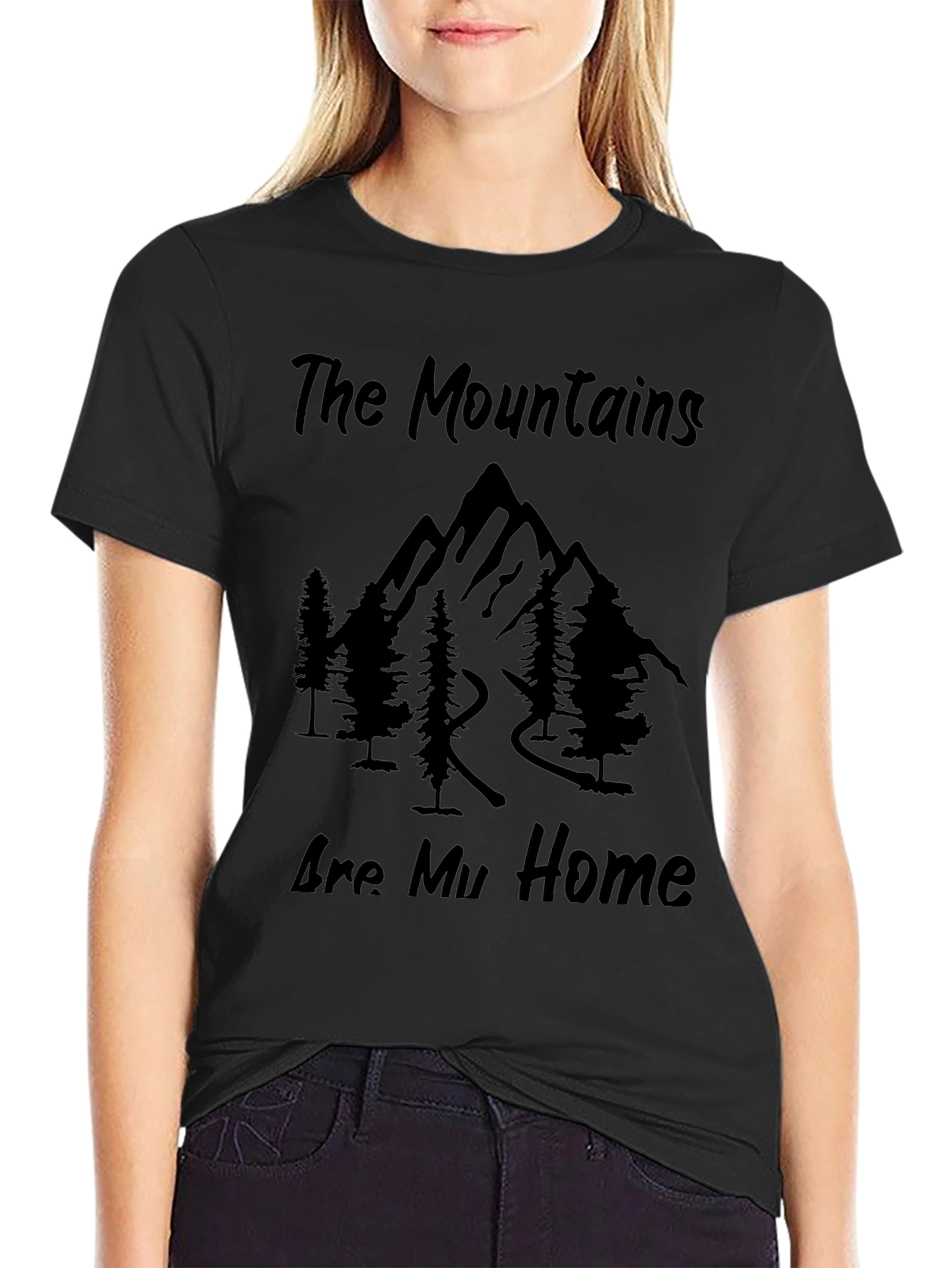 Mountains Are My Home Graphic Tee - Black