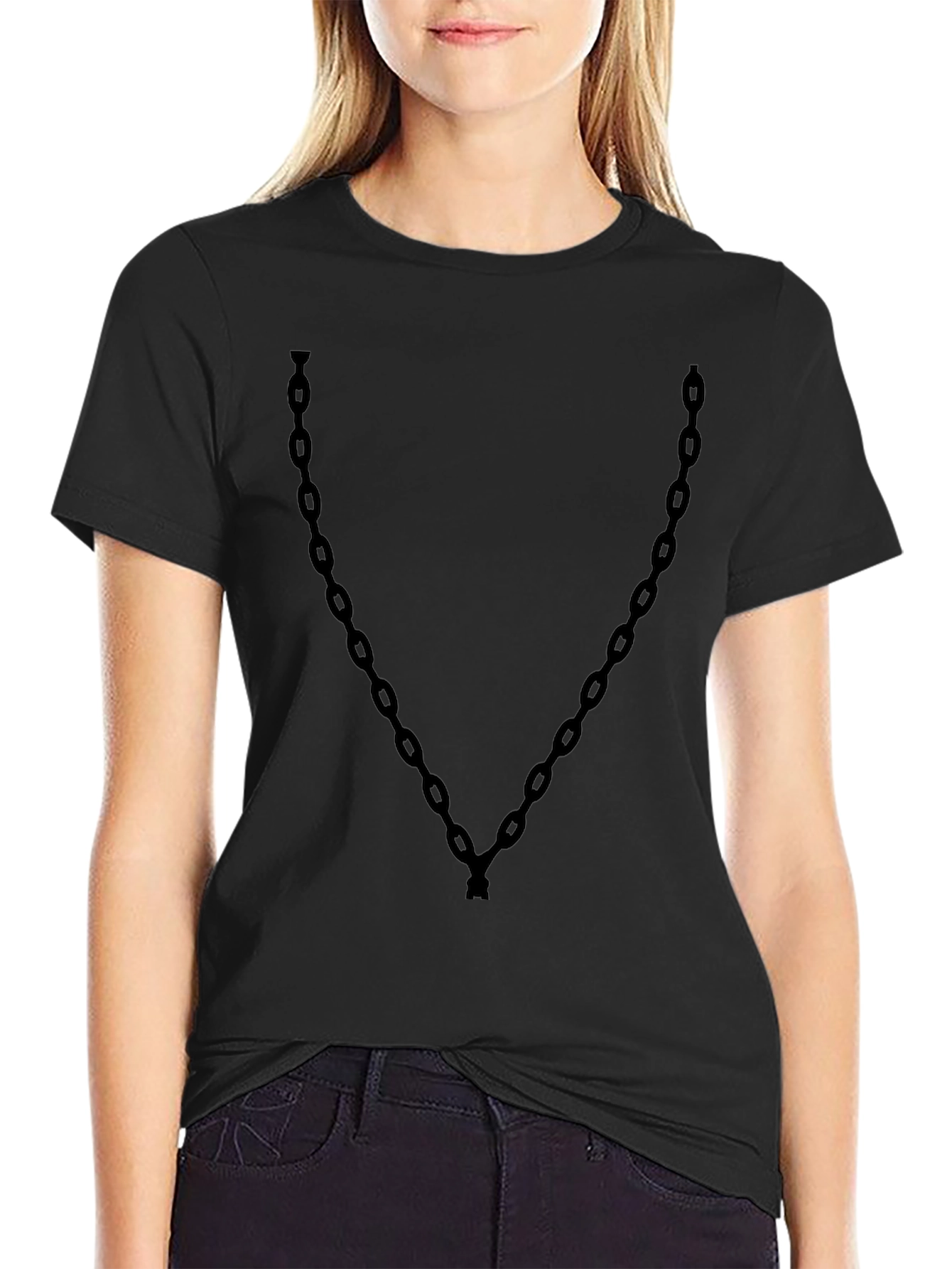 Mens Black Chain Graphic Tee - Casual Style