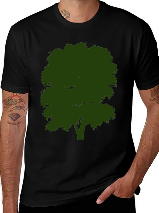 Nature Tree Graphic Tee - Black Cotton Shirt