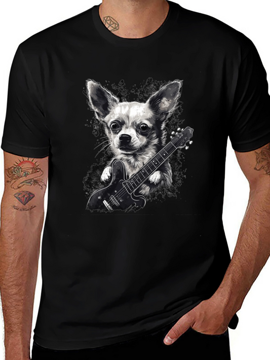 Dog Playing Guitar Graphic Tee