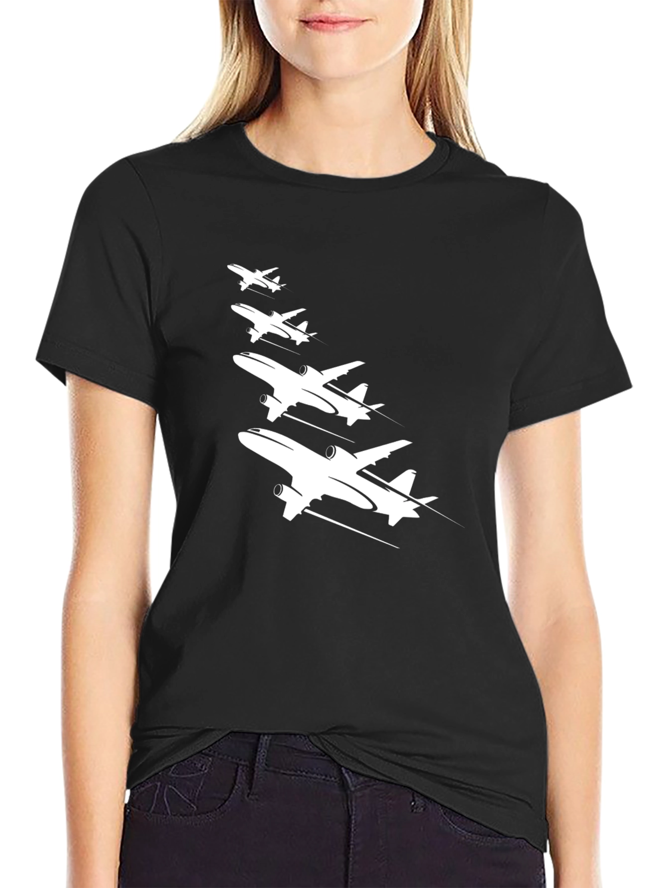 Black Airplane Formation Graphic Tee