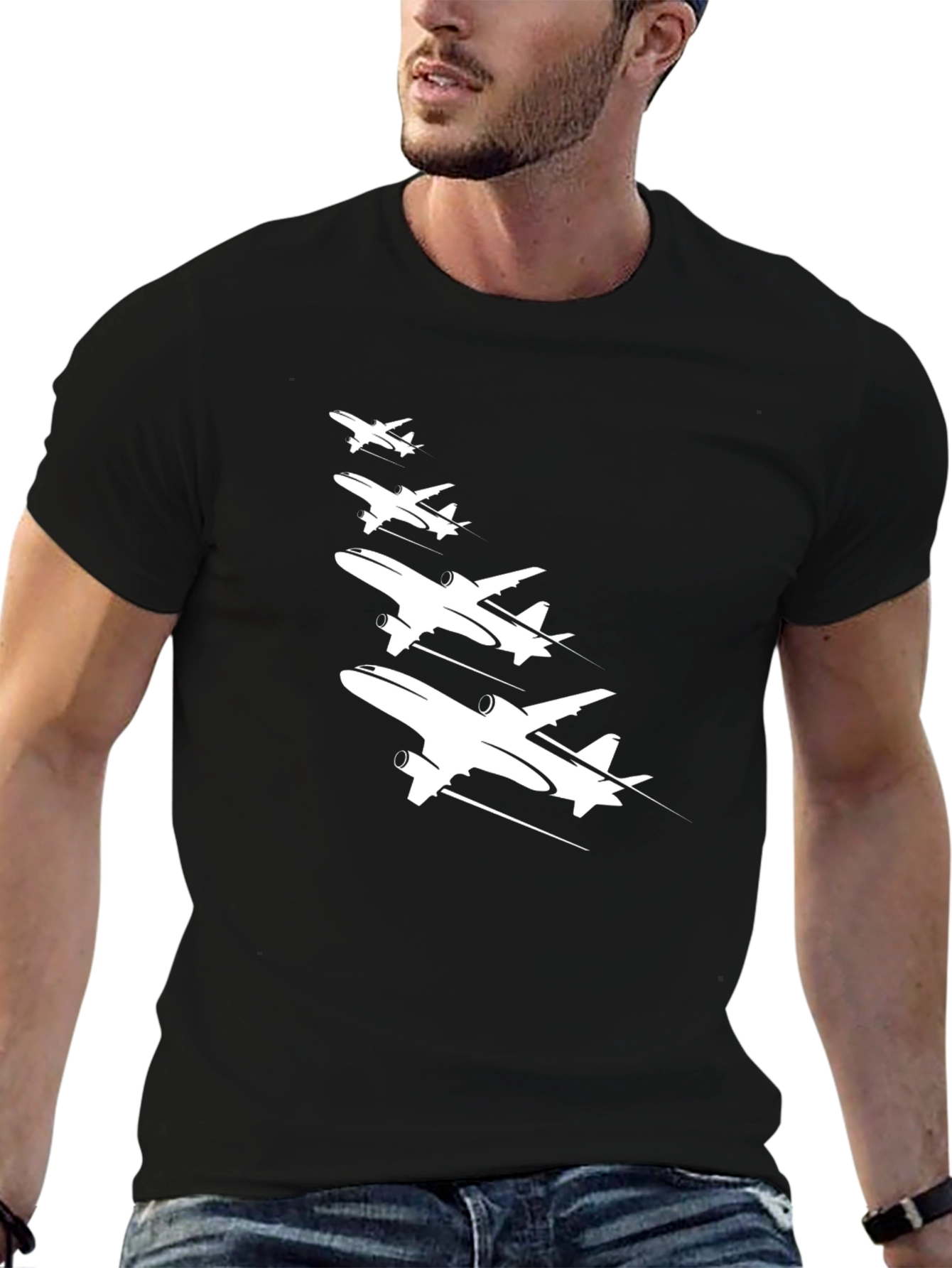 Black Airplane Formation Graphic Tee
