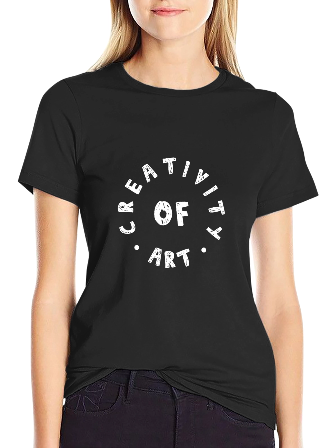 Creativity of Art Black Cotton T-Shirt