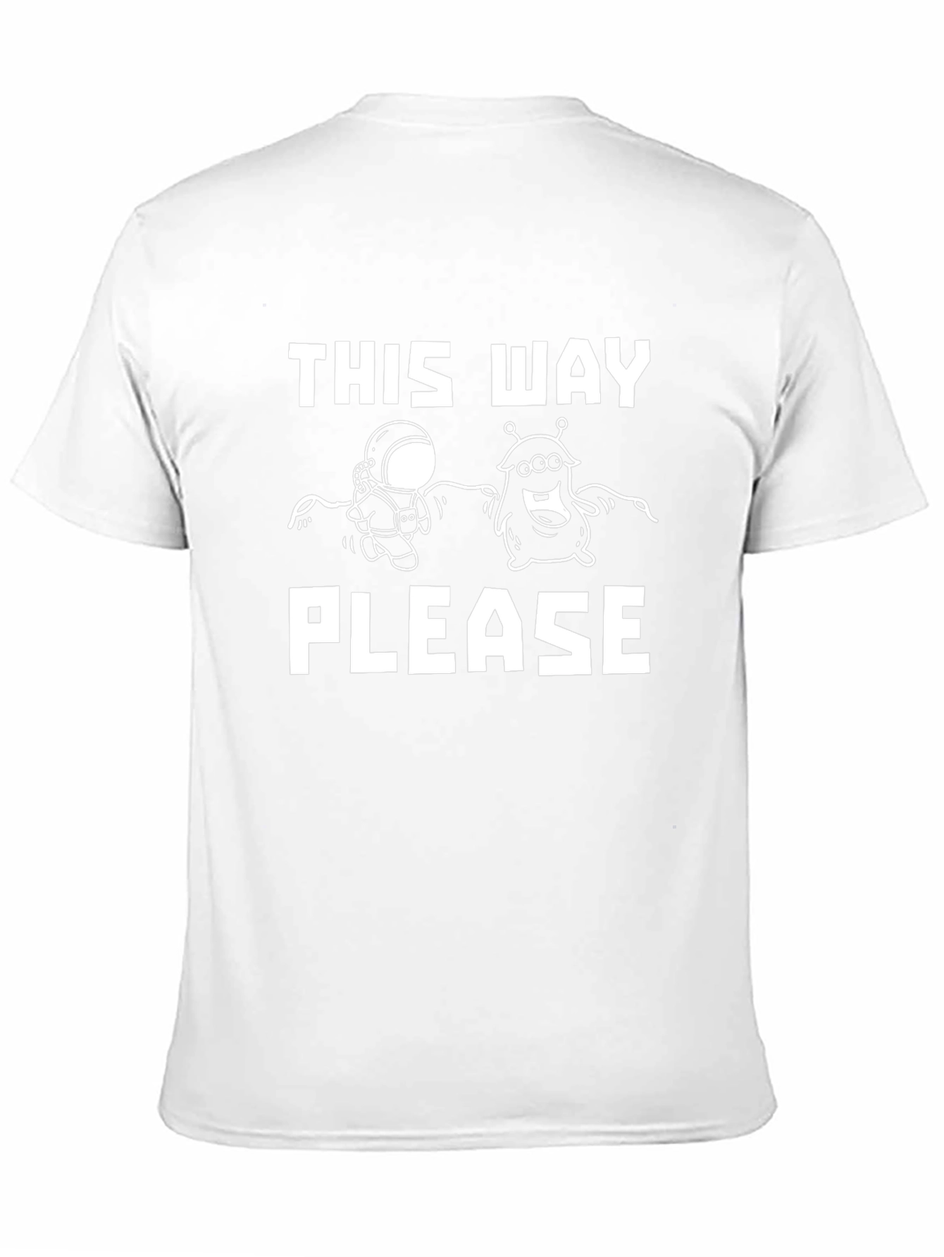 This Way Please T-Shirt: Astronaut & Alien Graphic Tee
