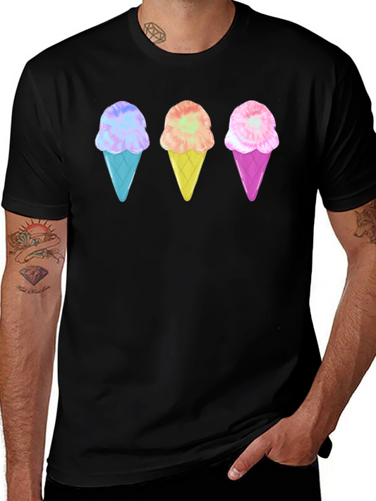 Ice Cream Cone Graphic Tee - Black Unisex T-Shirt
