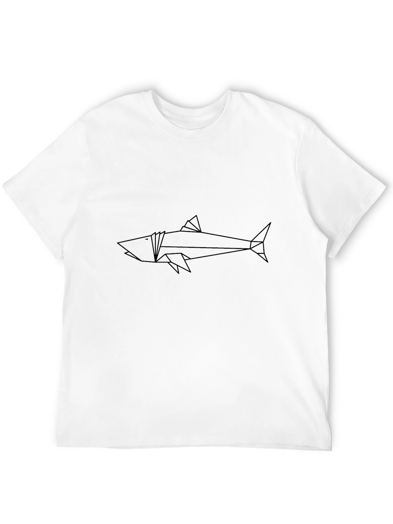 Geometric Shark T-Shirt - Modern Line Art
