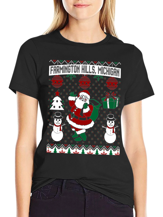 Farmington Hills Michigan Ugly Christmas T-Shirt