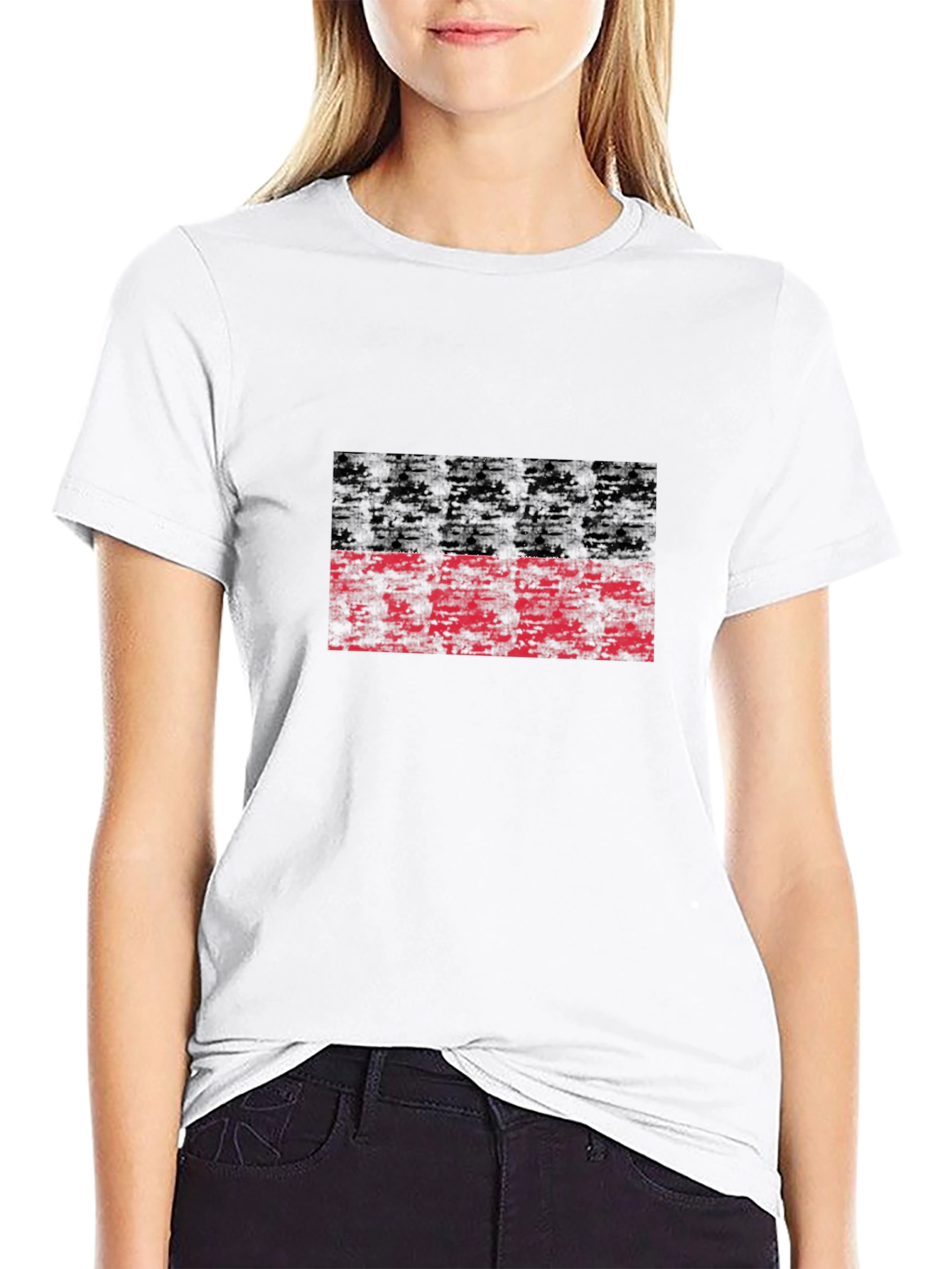 Distressed Black and Red Graphic T-Shirt