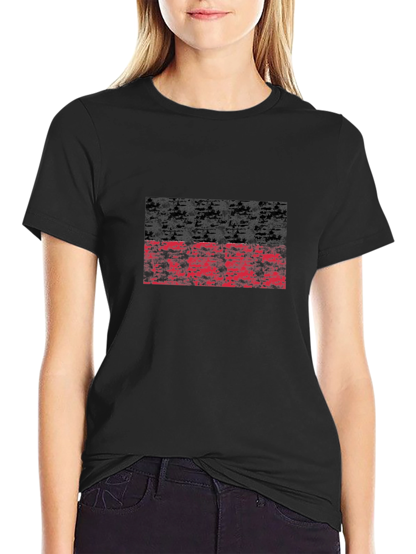 Distressed Black and Red Graphic T-Shirt