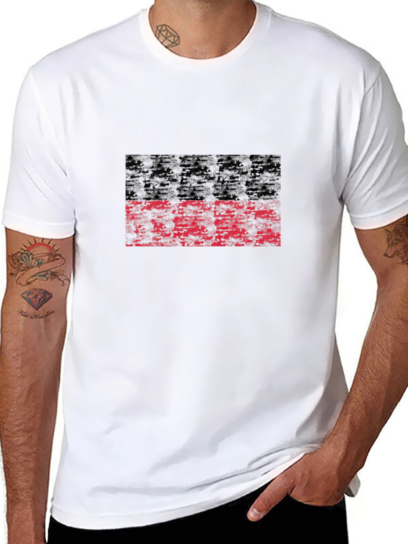 Distressed Black and Red Graphic T-Shirt