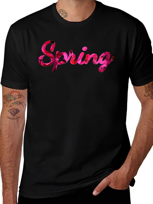 Spring Floral T-Shirt - Black Casual Tee