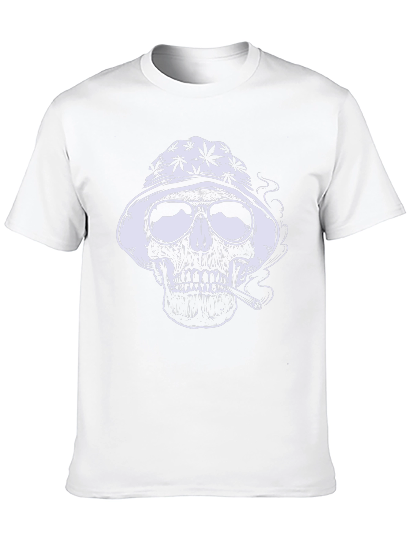 Skull Smoking Weed Graphic Tee - Black