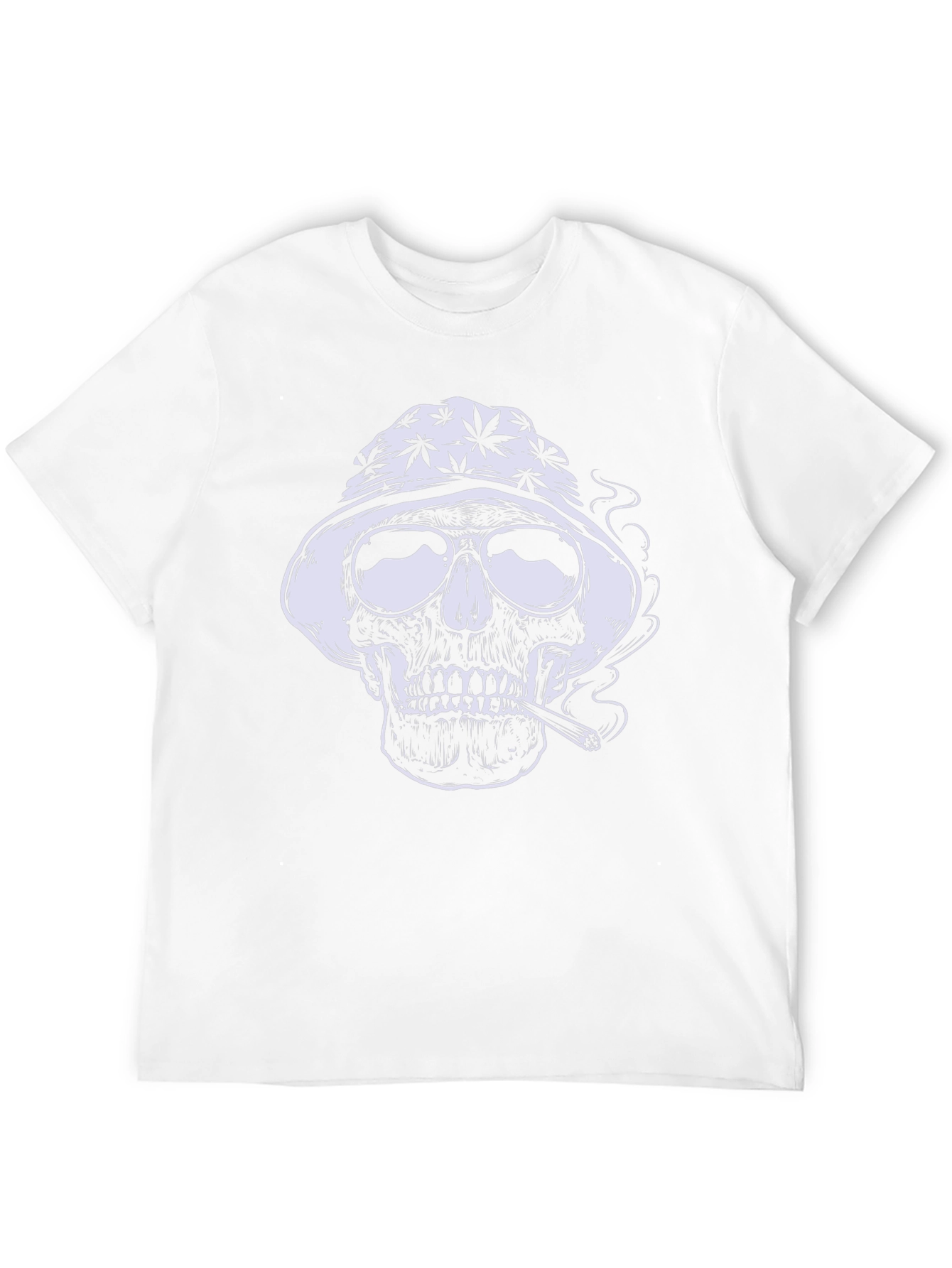 Skull Smoking Weed Graphic Tee - Black